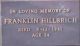 Franklin Howard (Frankie) Hillbrick Headstone